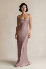 Cami Strap Sheath Satin Bridesmaid Dress in Toffee - KISS BRIDAL Bridesmaid Dresses