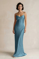 Cami Strap Sheath Satin Bridesmaid Dress in Twilight - KISS BRIDAL Bridesmaid Dresses