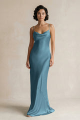 Cami Strap Sheath Satin Bridesmaid Dress in Twilight - KISS BRIDAL Bridesmaid Dresses