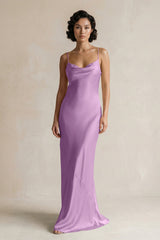Cami Strap Sheath Satin Bridesmaid Dress in Vintage Mauve - KISS BRIDAL Bridesmaid Dresses