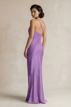 Cami Strap Sheath Satin Bridesmaid Dress in Wisteria - KISS BRIDAL Bridesmaid Dresses