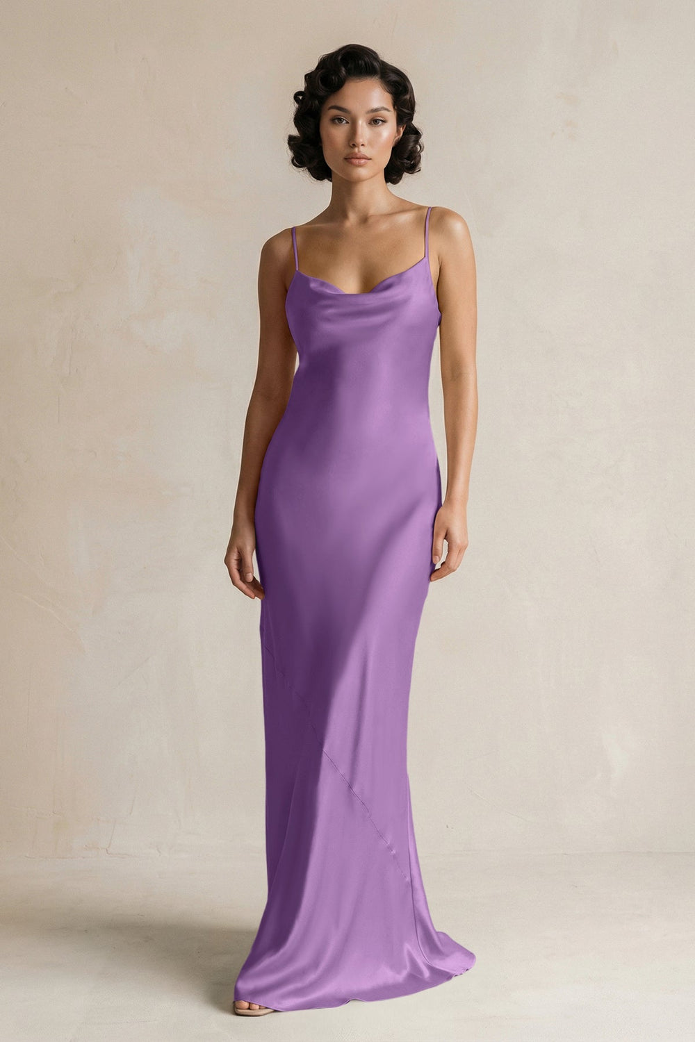 Cami Strap Sheath Satin Bridesmaid Dress in Wisteria - KISS BRIDAL Bridesmaid Dresses