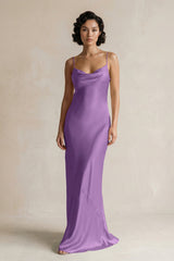 Cami Strap Sheath Satin Bridesmaid Dress in Wisteria - KISS BRIDAL Bridesmaid Dresses