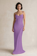 Cami Strap Sheath Satin Bridesmaid Dress in Wisteria | KISSBRIDAL