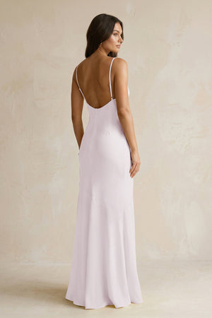 Cami Strap Sheath Satin Bridesmaid Dress With Slit in Dusk - KISS BRIDAL Bridesmaid Dresses
