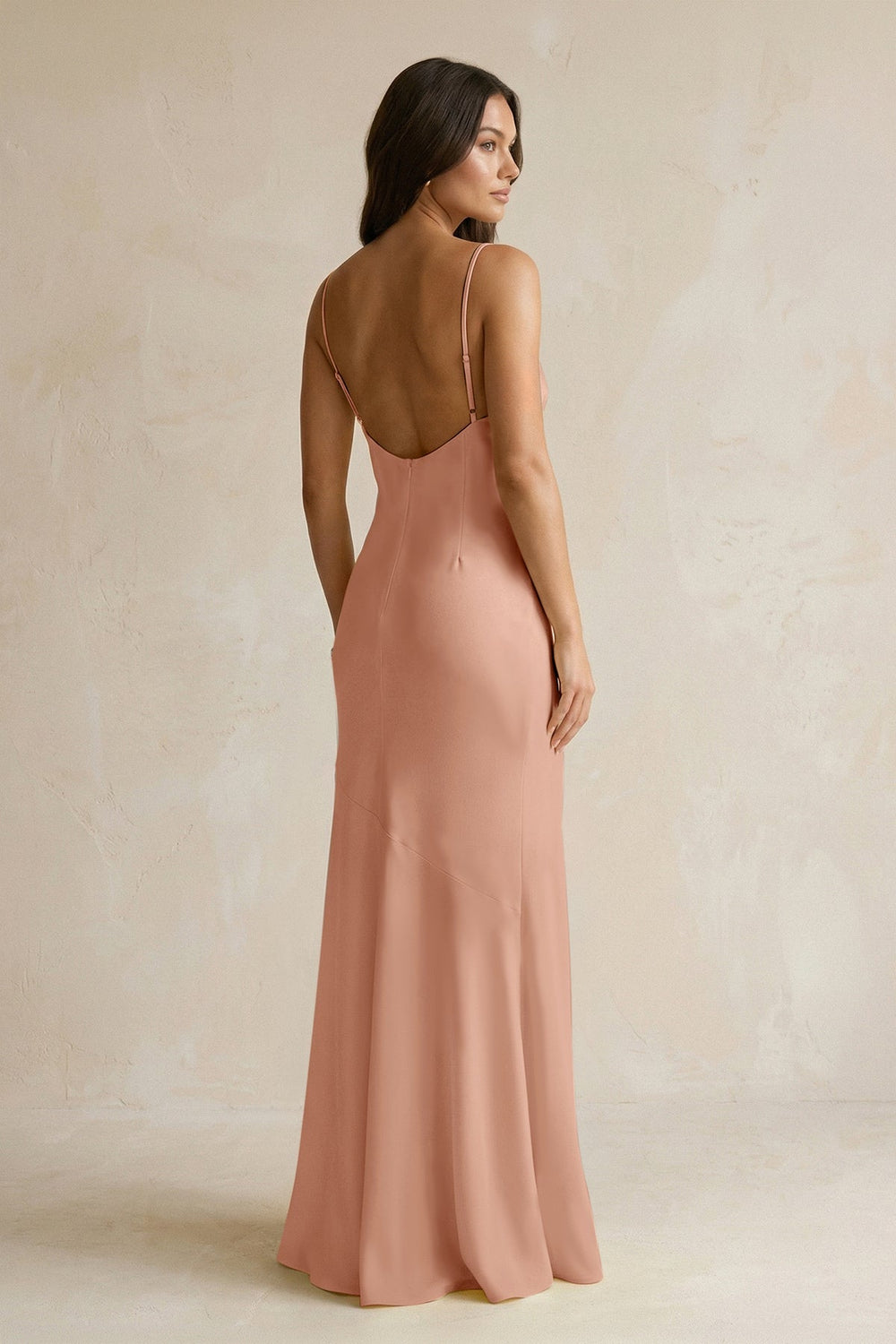 Cami Strap Sheath Satin Bridesmaid Dress With Slit in Rosette - KISS BRIDAL Bridesmaid Dresses