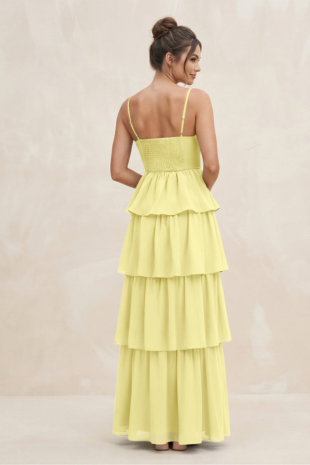 Cami Strap Tiered A - Line Chiffon Bridesmaid Dress in Buttercup - KISS BRIDAL Bridesmaid Dresses