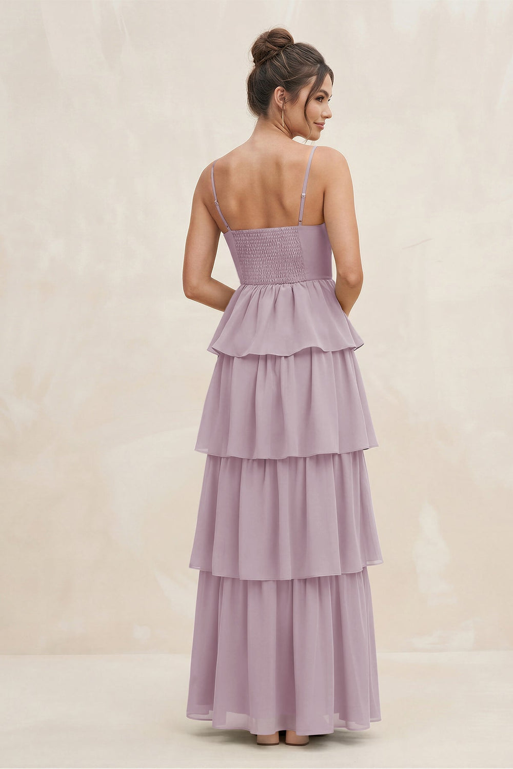 Cami Strap Tiered A - Line Chiffon Bridesmaid Dress in Dusk - KISS BRIDAL Bridesmaid Dresses