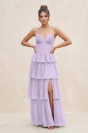 Cami Strap Tiered A - Line Chiffon Bridesmaid Dress in Lavender - SHE IS ME Bridesmaid Dresses