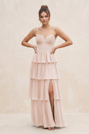 Cami Strap Tiered A - Line Chiffon Bridesmaid Dress in Pale Blush - SHE IS ME Bridesmaid Dresses