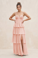 Cami Strap Tiered A - Line Chiffon Bridesmaid Dress in Rose Petal - SHE IS ME Bridesmaid Dresses