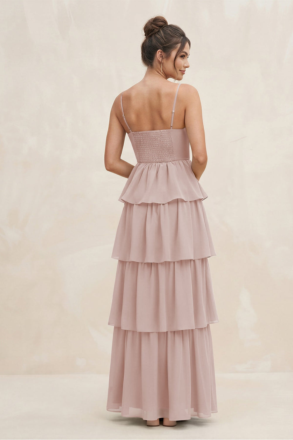 Cami Strap Tiered A - Line Chiffon Bridesmaid Dress in Toffee - KISS BRIDAL Bridesmaid Dresses