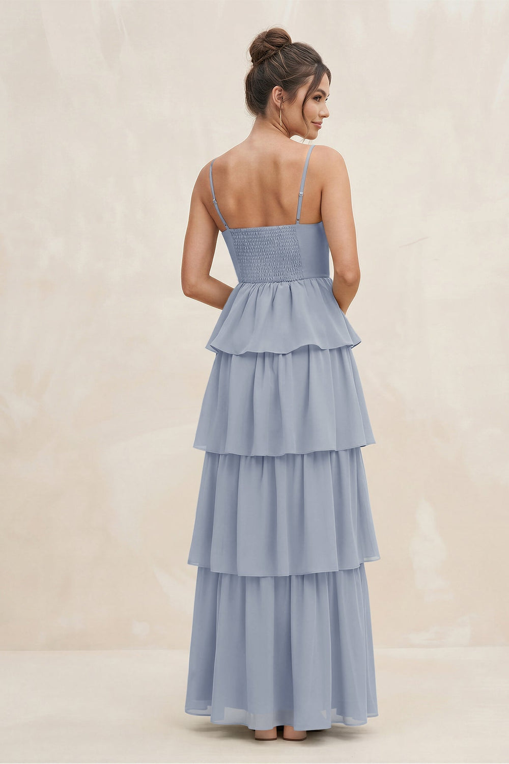 Cami Strap Tiered A - Line Chiffon Bridesmaid Dress in Twilight - KISS BRIDAL Bridesmaid Dresses
