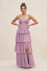 Cami Strap Tiered A - Line Chiffon Bridesmaid Dress in Wisteria - KISS BRIDAL Bridesmaid Dresses