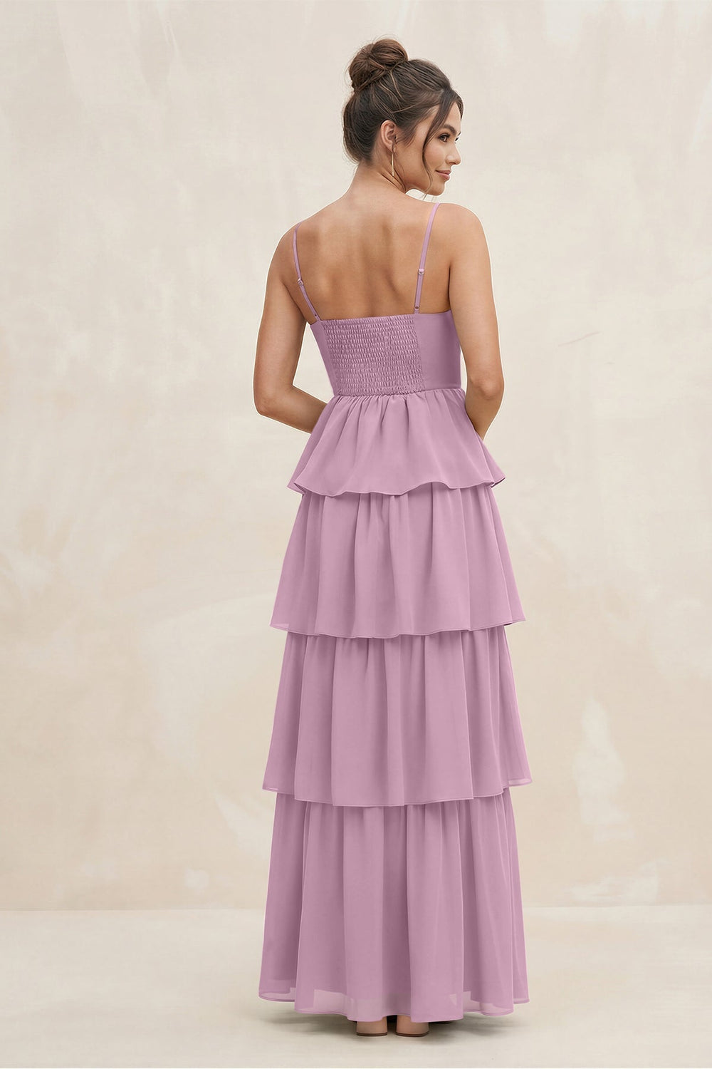 Cami Strap Tiered A - Line Chiffon Bridesmaid Dress in Wisteria - KISS BRIDAL Bridesmaid Dresses