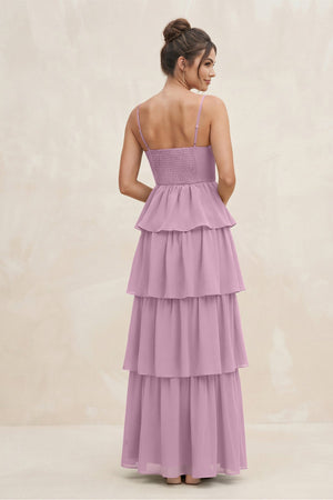 Cami Strap Tiered A - Line Chiffon Bridesmaid Dress in Wisteria - SHE IS ME Bridesmaid Dresses