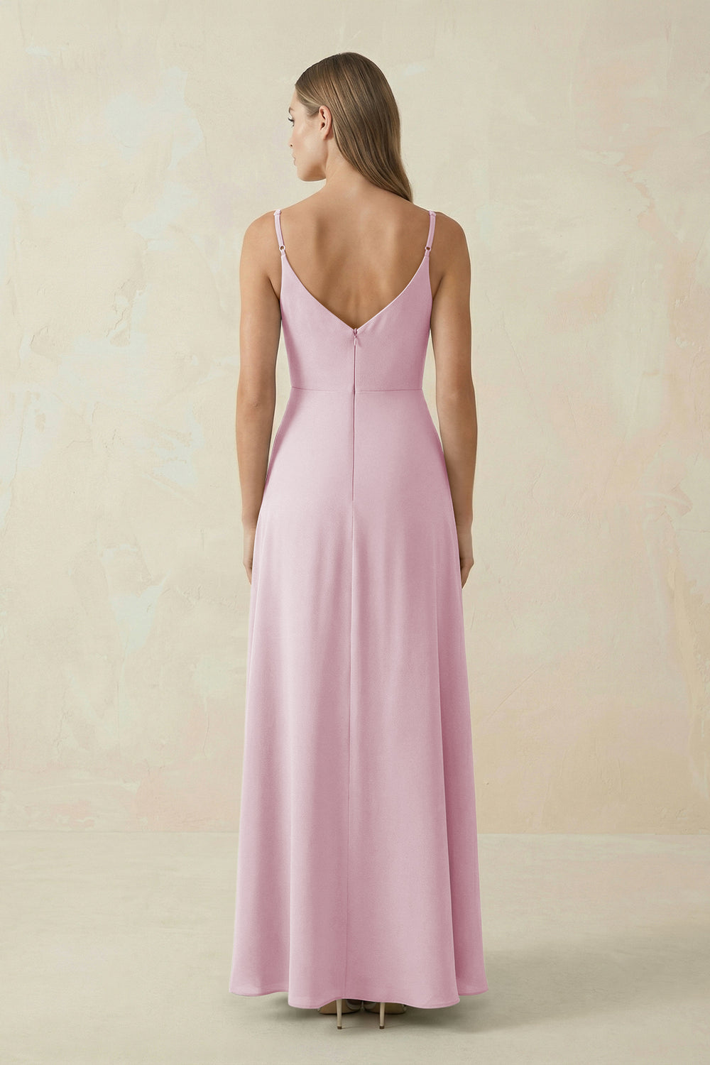 Cami Strap A-Line Chiffon Bridesmaid Dress in Candy Pink