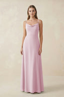 Candy Pink Cami Strap A-Line Chiffon Bridesmaid Dress | KISSBRIDAL