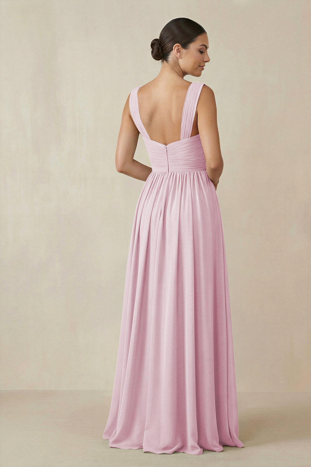 Chiffon A-Line Pleated Bridesmaid Dress in Candy Pink