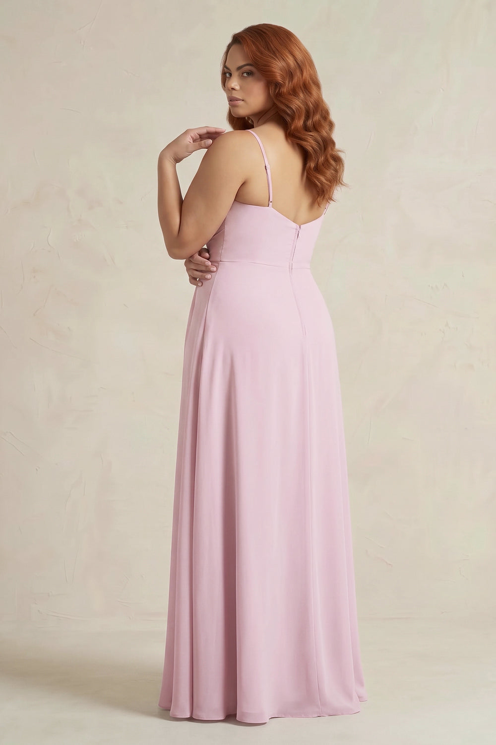 Sheath Cami Strap Ruched Chiffon Bridesmaid Dress in Candy Pink