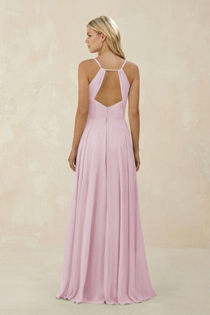 Candy Pink Spaghetti Strap A-Line Chiffon Bridesmaid Dress (2) | KISSBRIDAL
