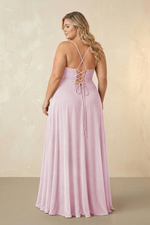 Candy Pink Spaghetti Straps Chiffon A-Line Bridesmaid Dress (2) [sizeplus] | KISSBRIDAL