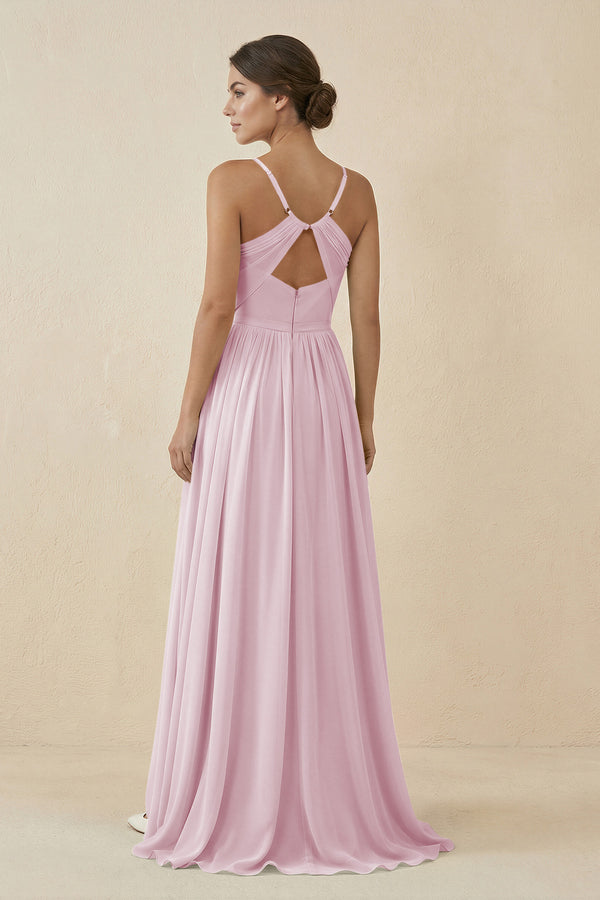 Candy Pink Sweetheart A-Line Chiffon Bridesmaid Dress (2) | KISSBRIDAL