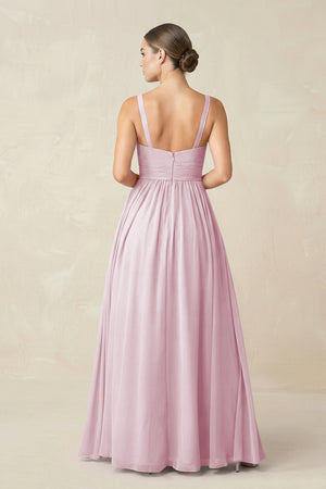 Candy Pink Sweetheart A-Line Chiffon Bridesmaid Dress with Slit in Candy Pink (2) | KISSBRIDAL