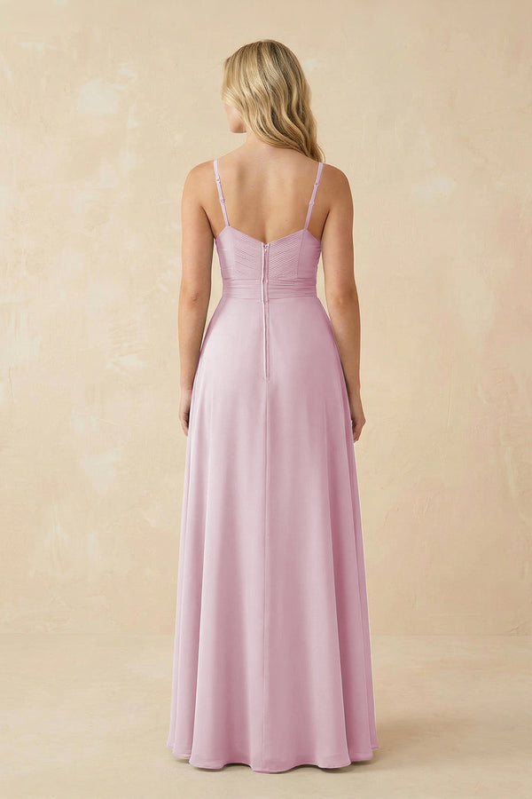 Candy Pink Sweetheart A-Line Pleated Chiffon Bridesmaid Dress (2) | KISSBRIDAL