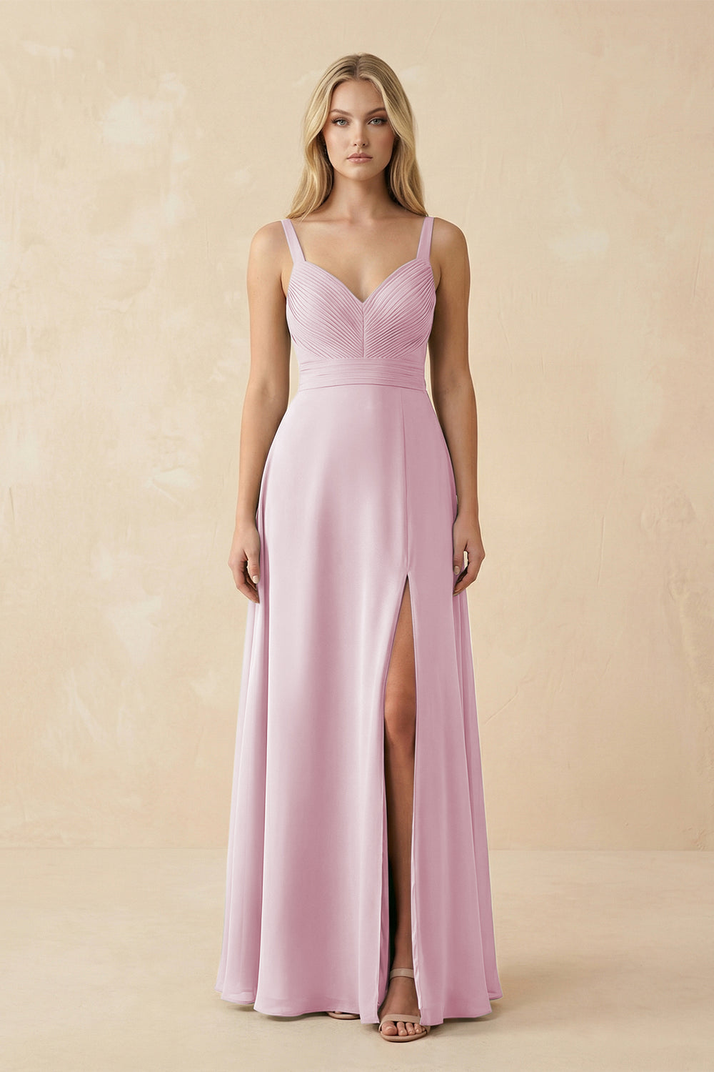 Sweetheart A-Line Pleated Chiffon Bridesmaid Dress in Candy Pink