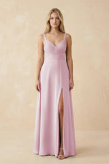 Candy Pink Sweetheart A-Line Pleated Chiffon Bridesmaid Dress | KISSBRIDAL