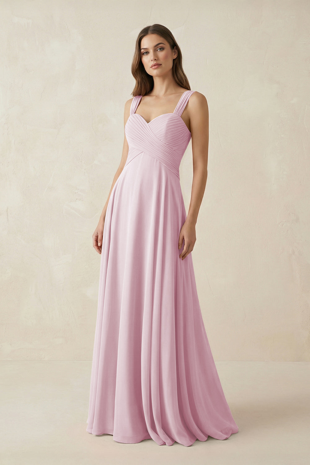 Sweetheart Pleated A-Line Chiffon Bridesmaid Dress in Candy Pink