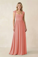 Cap Sleeve Corset A - Line Chiffon Bridesmaid Dress in Mulberry - SHE IS ME Bridesmaid Dresses