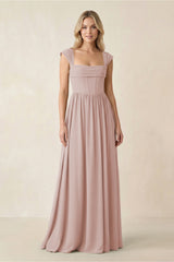 Cap Sleeve Corset A - Line Chiffon Bridesmaid Dress in Toffee - KISS BRIDAL Bridesmaid Dresses