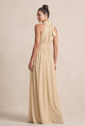 Champagne Chiffon Halter A-Line Mother of the Bride Dress (2) | KISSBRIDAL