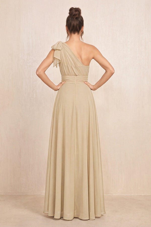 Champagne One-Shoulder Chiffon Mother of the Bride Jumpsuits (2) | KISSBRIDAL