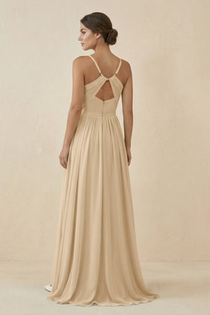 Champagne Sweetheart A-Line Chiffon Bridesmaid Dress (2) | KISSBRIDAL