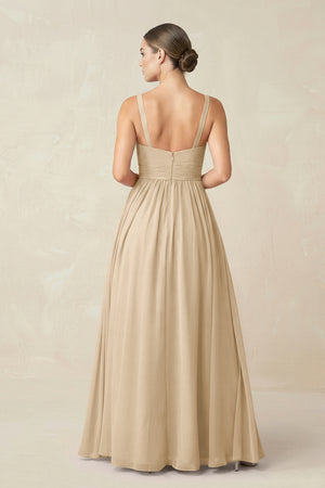 Champagne Sweetheart A-Line Chiffon Bridesmaid Dress with Slit in Champagne (2) | KISSBRIDAL