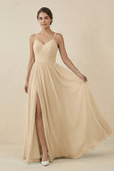 Champagne Sweetheart A-Line Chiffon Bridesmaid Dress | KISSBRIDAL