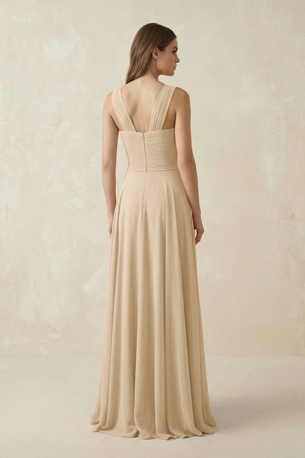 Sweetheart Pleated A-Line Chiffon Bridesmaid Dress in Champagne