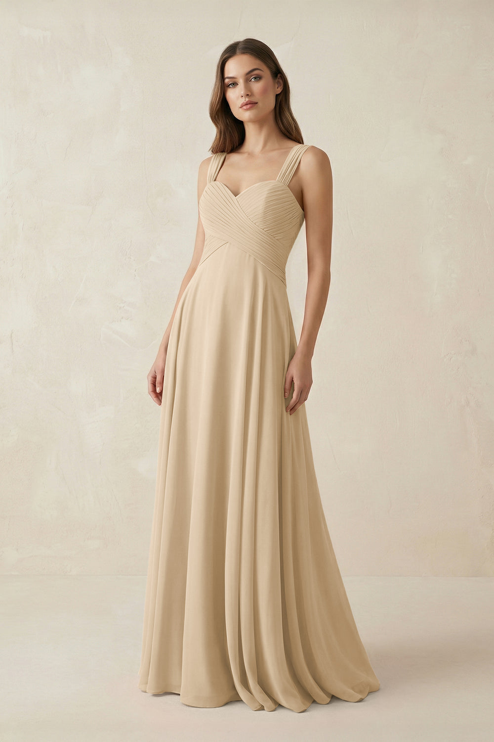 Sweetheart Pleated A-Line Chiffon Bridesmaid Dress in Champagne