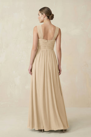 Champagne Sweetheart Pleated Chiffon A-Line Bridesmaid Dress (2) | KISSBRIDAL