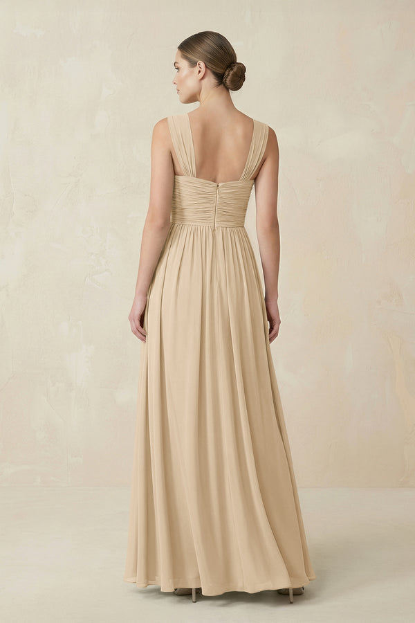 Champagne Sweetheart Pleated Chiffon A-Line Bridesmaid Dress (2) | KISSBRIDAL