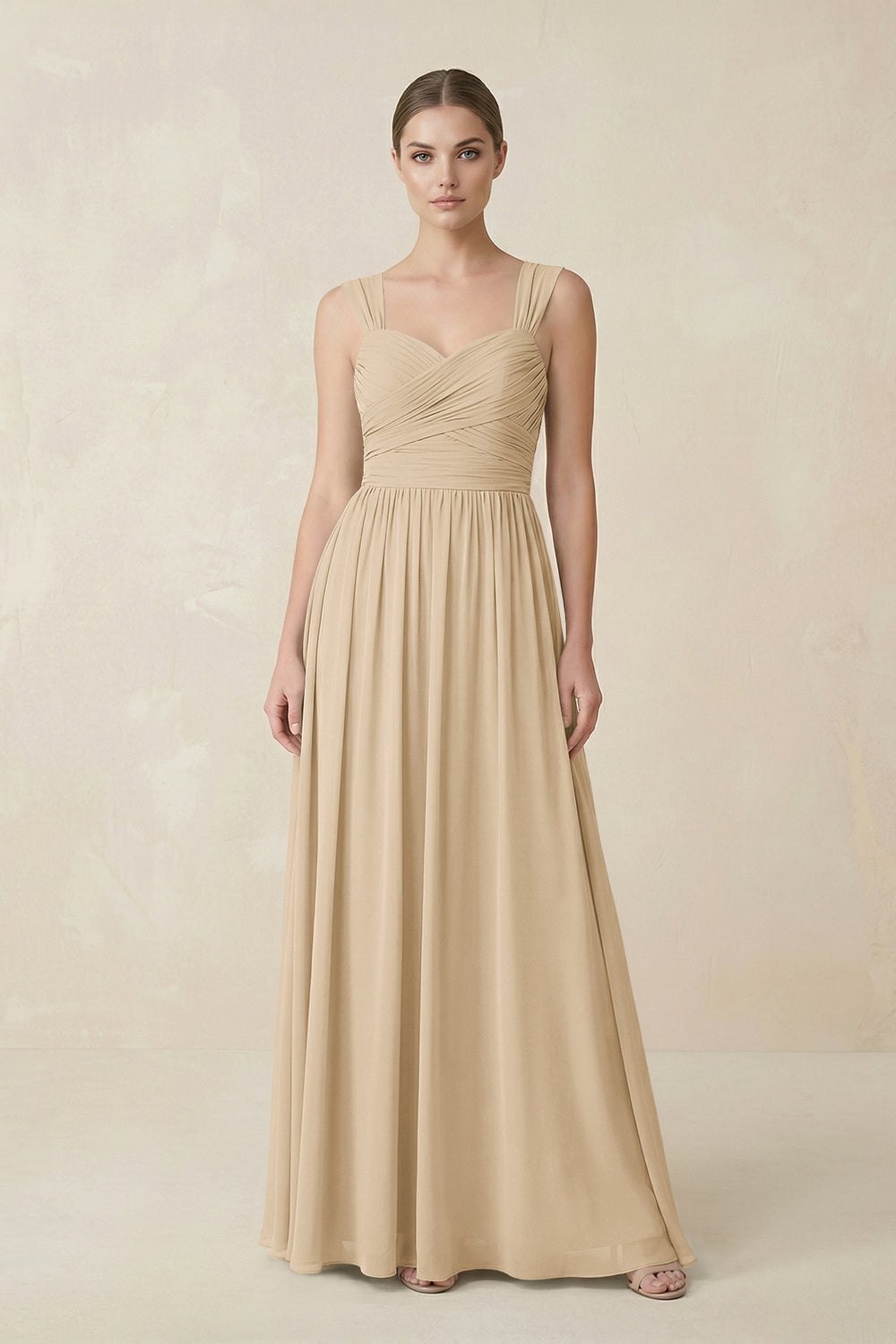 Sweetheart Pleated Chiffon A-Line Bridesmaid Dress in Champagne
