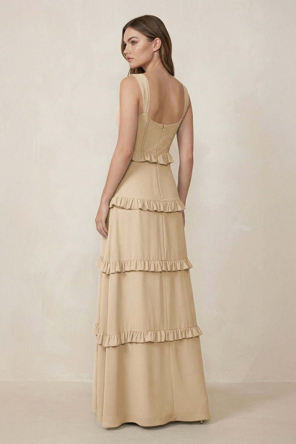 Sweetheart Tiered A-Line Chiffon Bridesmaid Dress in Champagne
