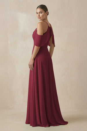 Chiffon A - Line Long Bridesmaid Dress in Berry - KISS BRIDAL Bridesmaid Dresses