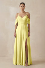 Chiffon A - Line Long Bridesmaid Dress in Buttercup - KISS BRIDAL Bridesmaid Dresses