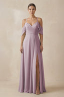 Chiffon A - Line Long Bridesmaid Dress in Dusk - SHE IS ME Bridesmaid Dresses