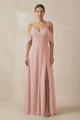 Chiffon A - Line Long Bridesmaid Dress in English Rose - KISS BRIDAL Bridesmaid Dresses
