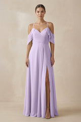 Chiffon A - Line Long Bridesmaid Dress in Lavender - KISS BRIDAL Bridesmaid Dresses